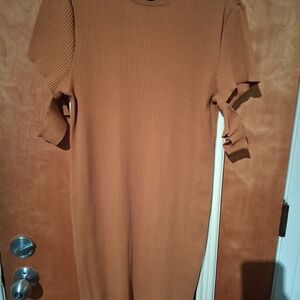 PAM Ribbed Tan Midi Dress